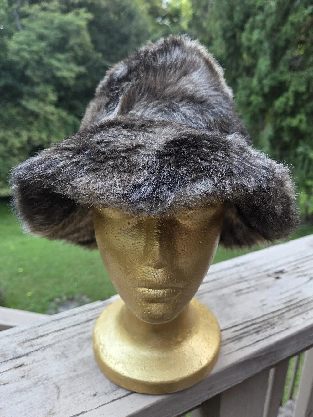 Brown Faux Fur Bucket Hat - Women's Cozy Winter Accessory